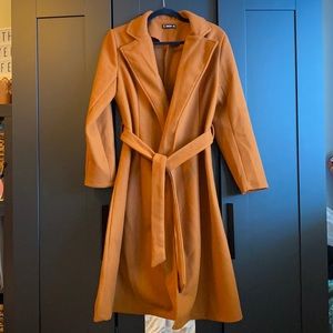 Shein Long Coat Sz M Burnt Orange/ Dark Tan